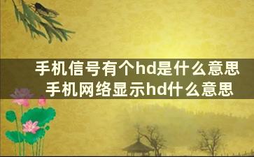 手机信号有个hd是什么意思 手机网络显示hd什么意思